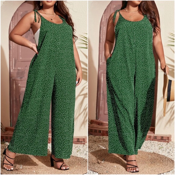 BellanBlue Pants - Boho Plus Polka Dot Pocket Wide leg Jumper Jumpsuit